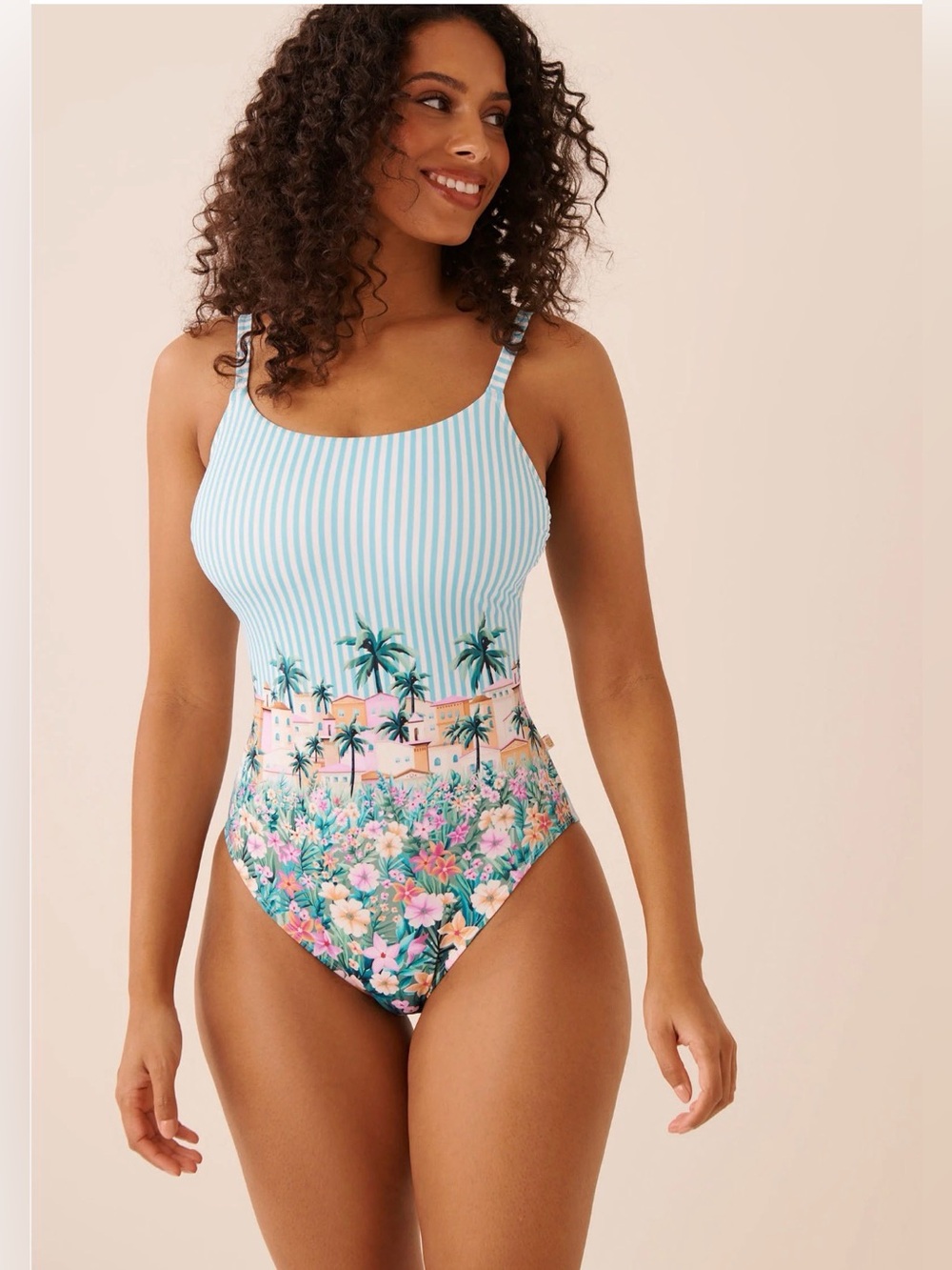La Vie en Rose COASTAL VILLAGE Cross Back One Piece Swimsuit & Short set -Size L